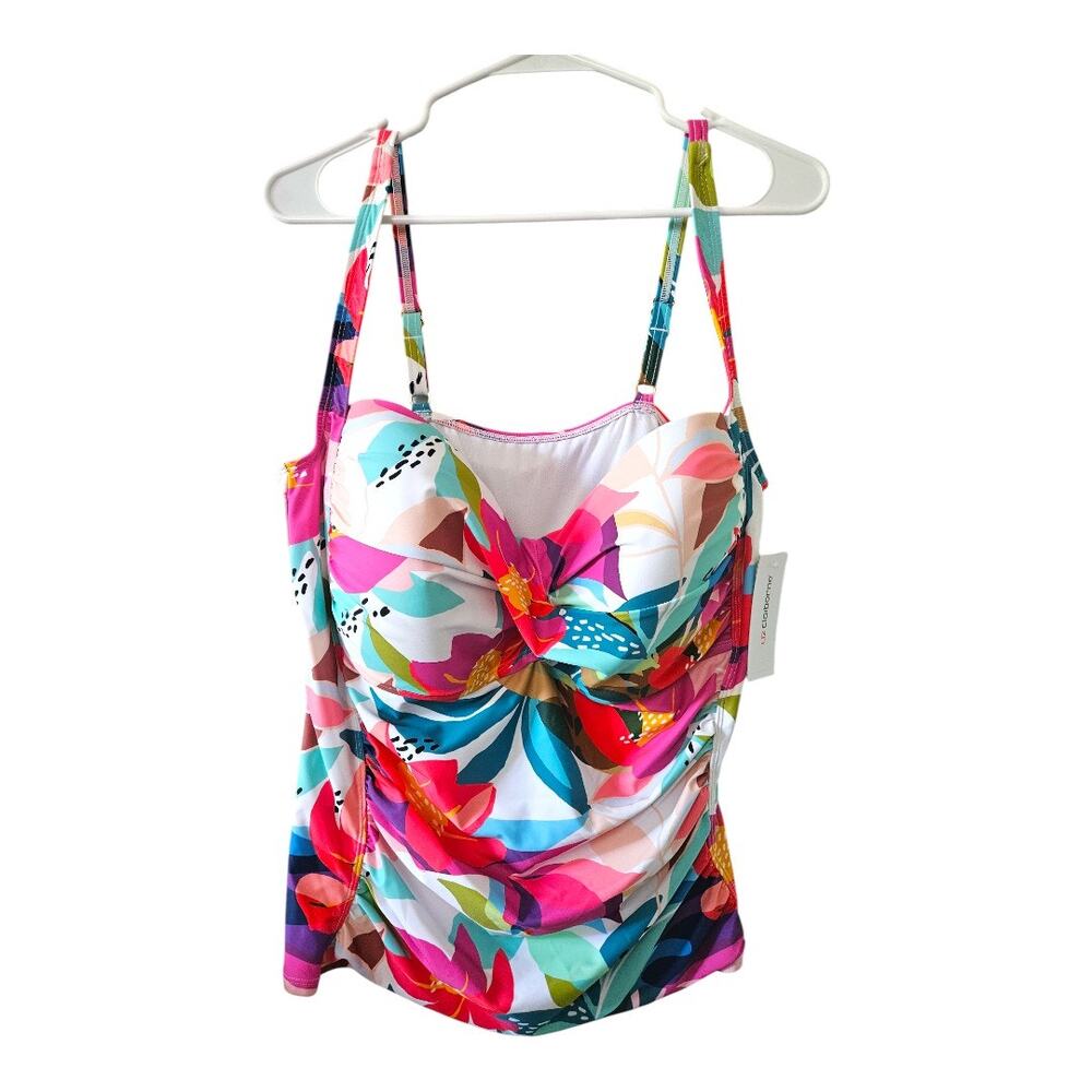 NEW Liz Claiborne Plus Floral Tankini Swim Top Multicolor Size 22W